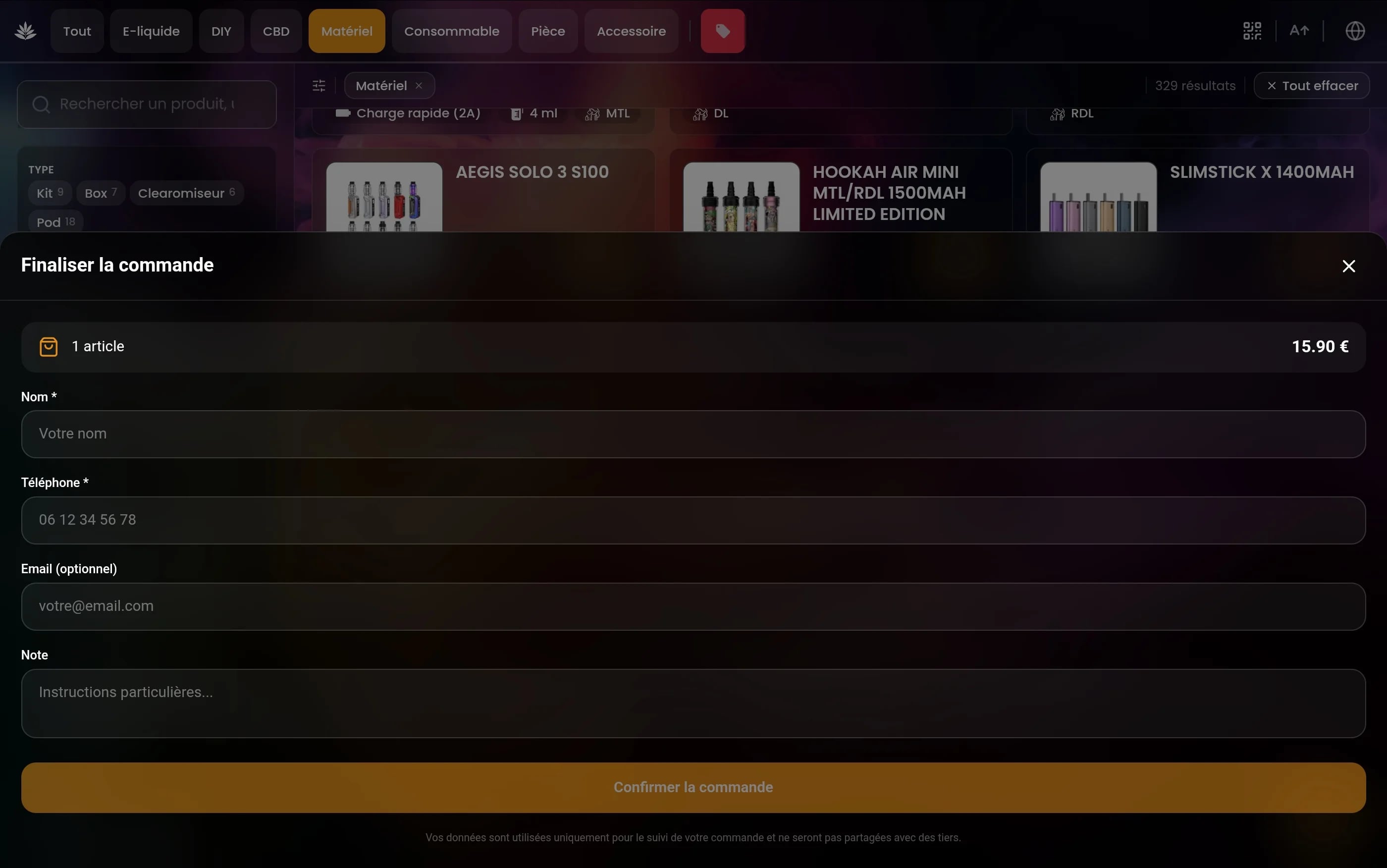 Click & Collect Sylvinio — Vue 3